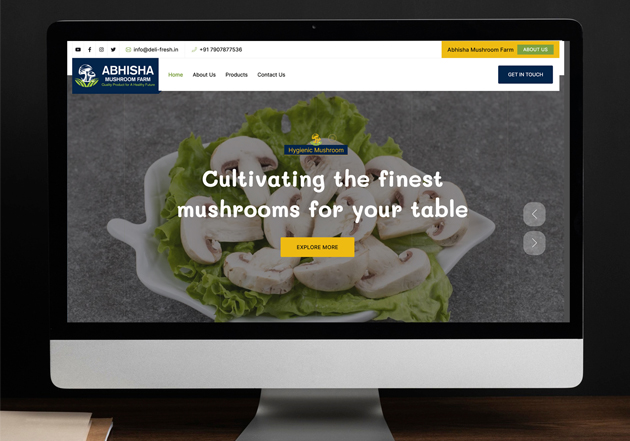 CMS Web Development in Kochi - Website of Abhisha Mushroom